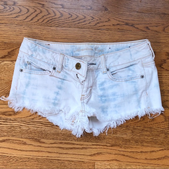5 for $25 - AE White Tie-Dye Denim Shorts - Picture 2 of 5